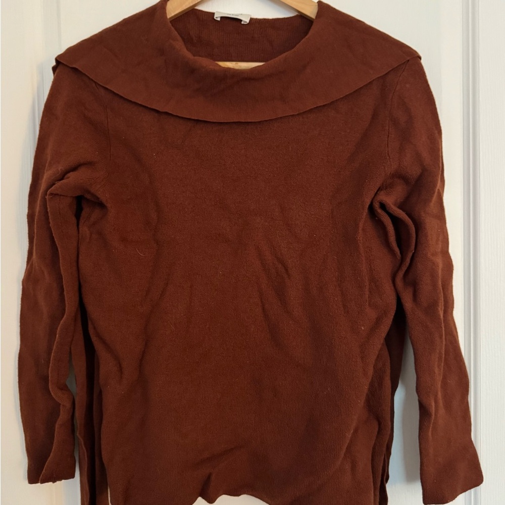 Wilfred Brick Brown Cowl Neck Tunic Sweater Relaxed Fit Knit